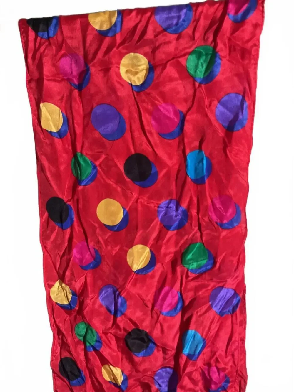 Vintage Echo Silk Scarf with Colorful Polka Dots